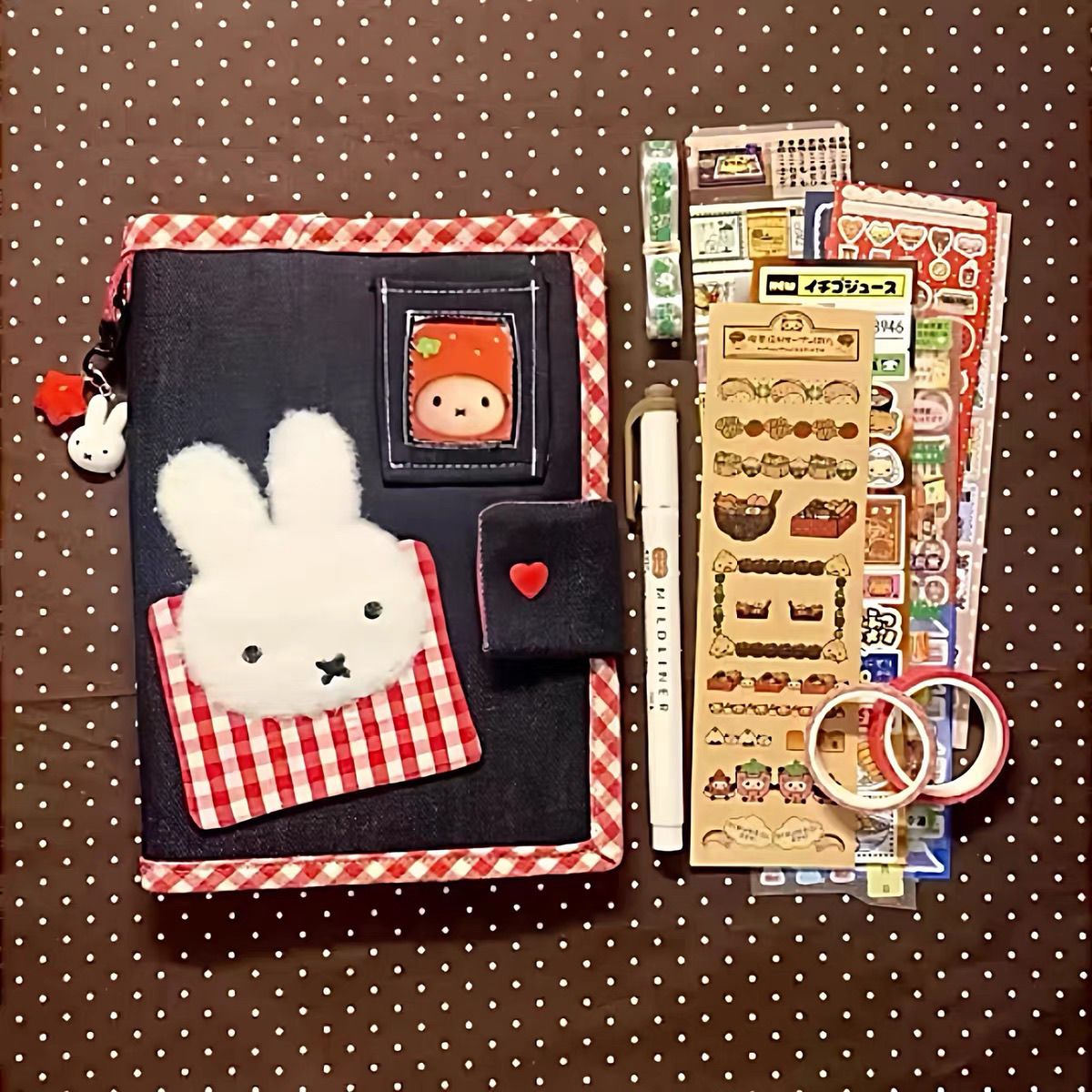 Travel Journal Accessories - A6 Cute Miffy Rabbit Denim Loose-leaf