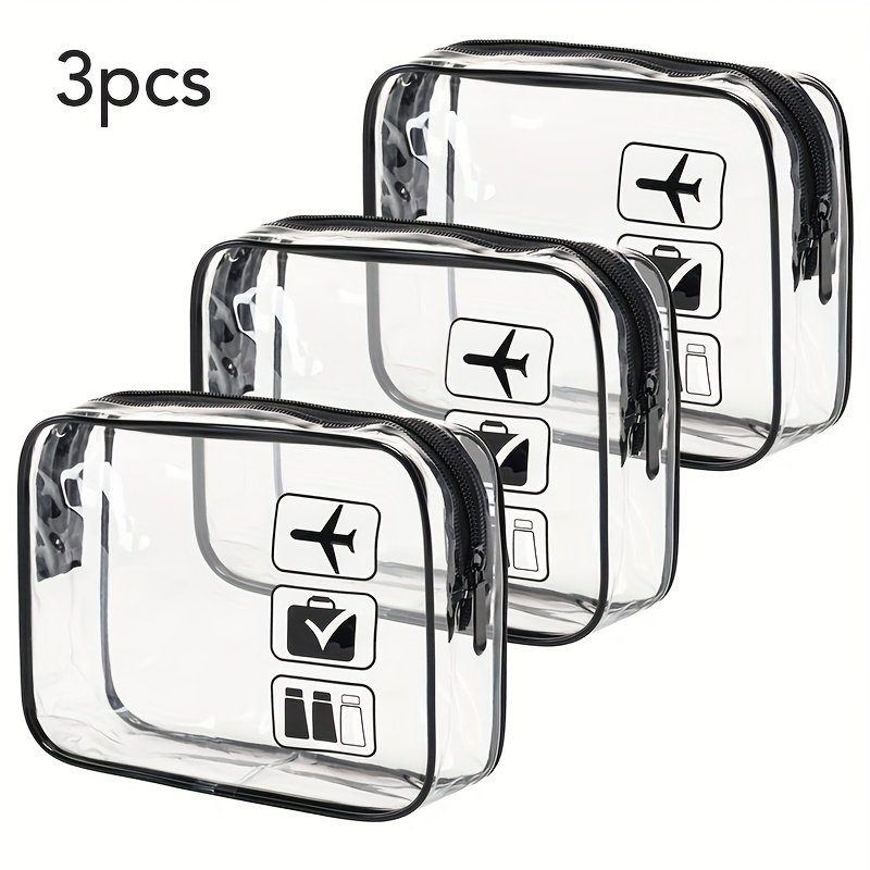 Cosmetic Pouch 3 Pcs Clear Toi - Toiletry Bag Tsa 评论和价格