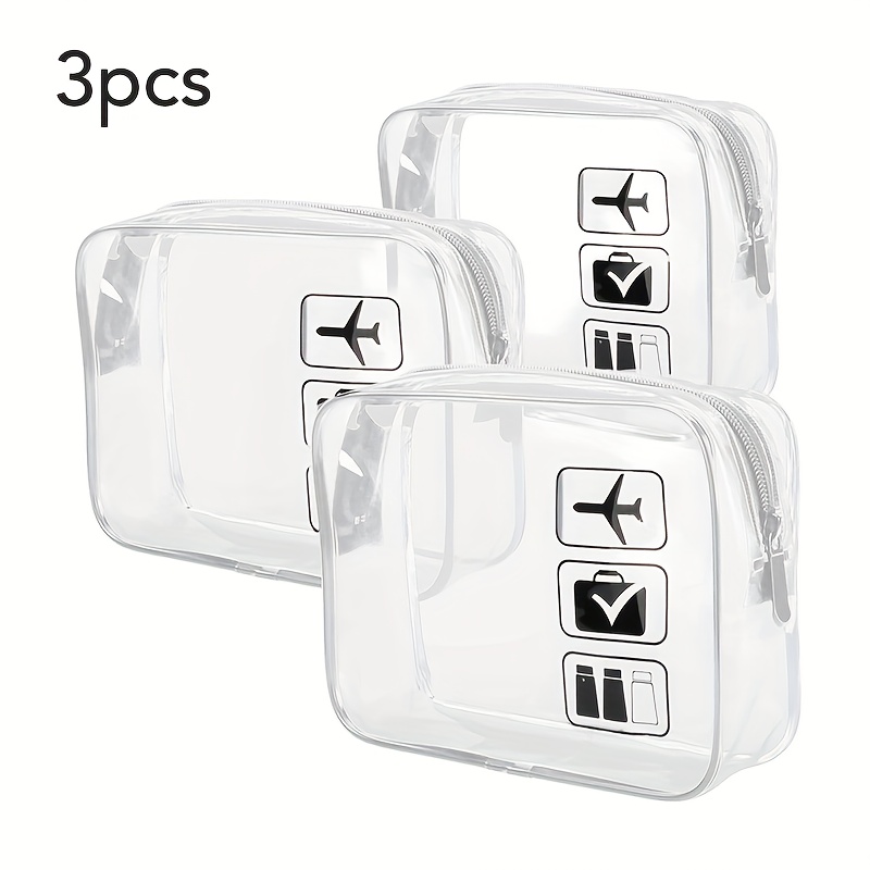 Cosmetic Pouch 3 Pcs Clear Toi - Toiletry Bag Tsa 评论和价格