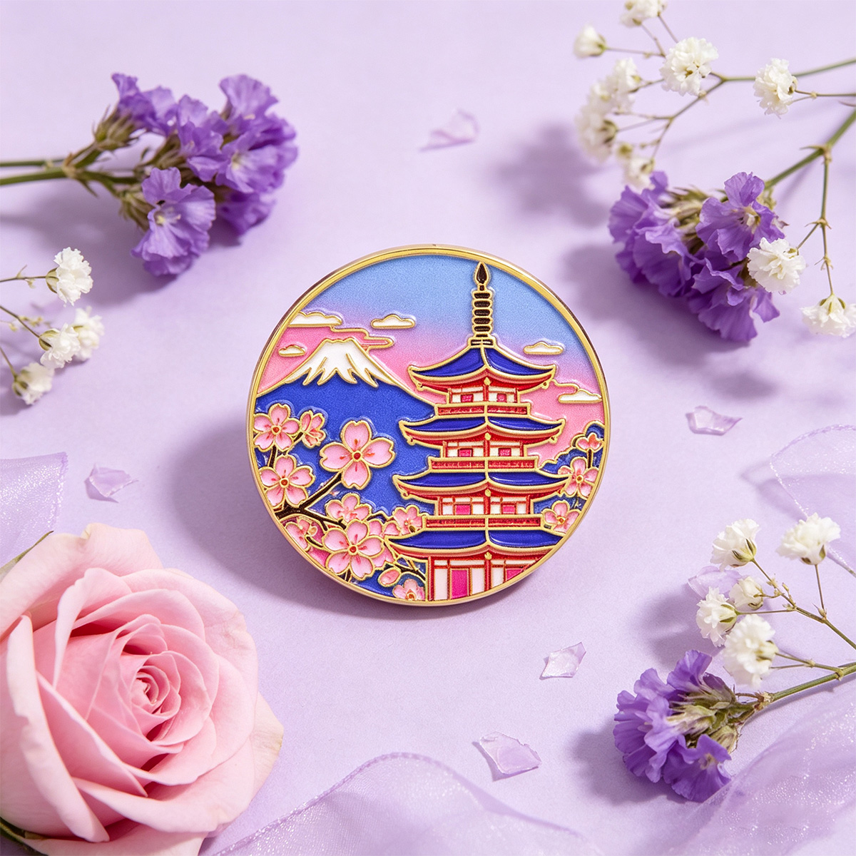 Japanese Cherry Blossom Enamel - Travel Accessories In Japan 评论和价格