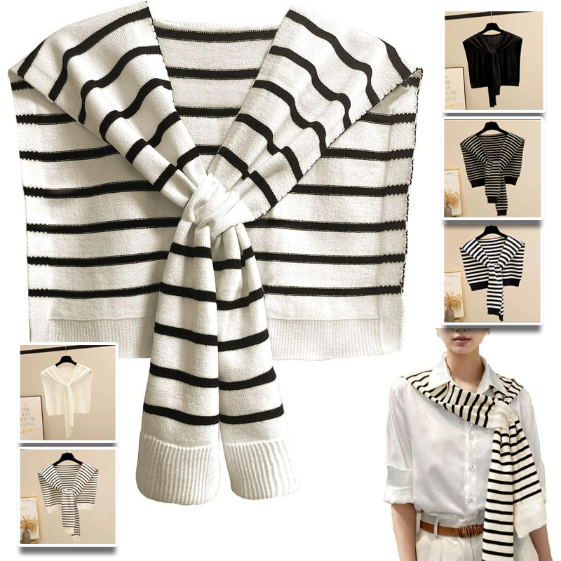 Knitted Striped Shawl Wrap Hig - Travel Accessories Neck 评论和价格