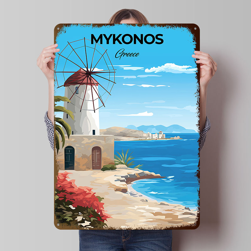 Mykonos Greece Travel Poster C - Travel Accessories Greece 评论和价格