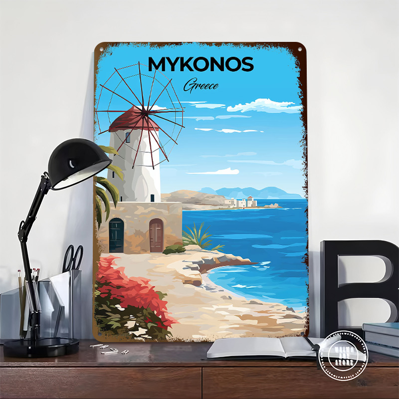 Mykonos Greece Travel Poster C - Travel Accessories Greece 评论和价格
