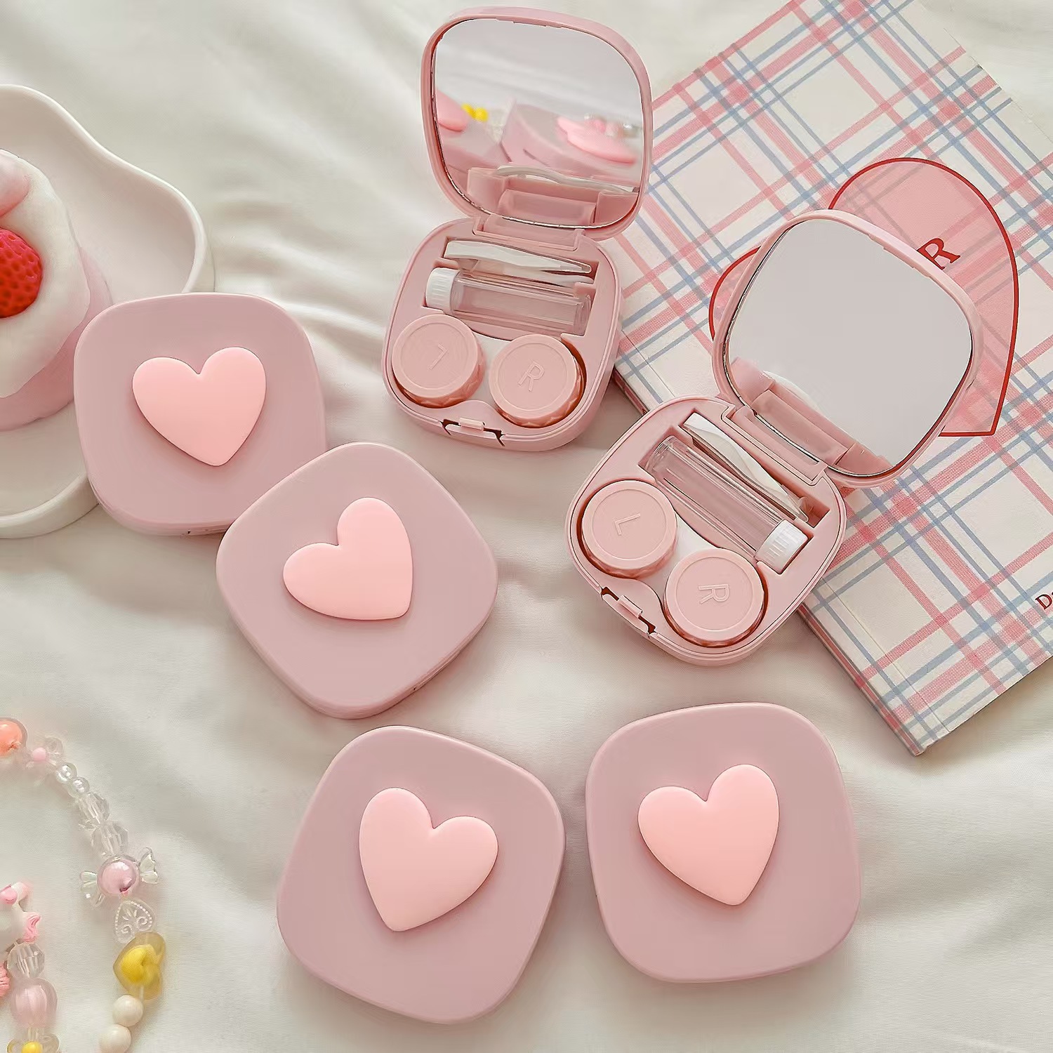 Heart Contact Lens Case with M - Travel Video Accessories 评论和价格