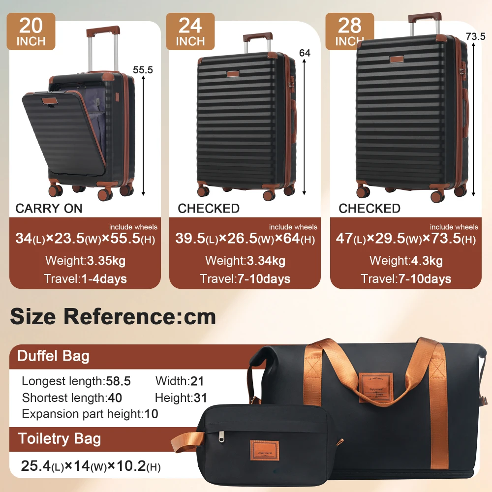 Luggage Sets 5 Piece with Fron - Toiletry Bag Tsa 评论和价格