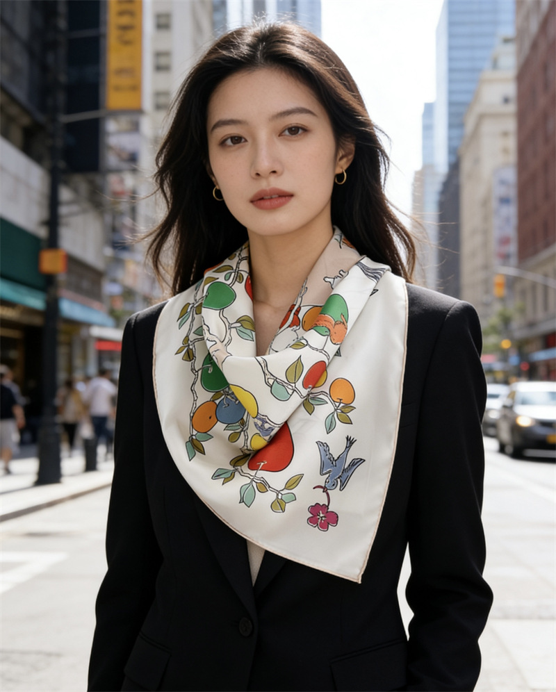 AB Faced Print Silk Scarf 18MM - Travel Accessories Neck 评论和价格