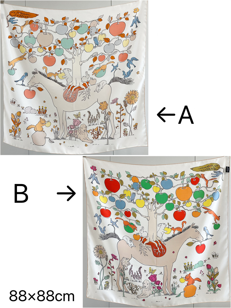 AB Faced Print Silk Scarf 18MM - Travel Accessories Neck 评论和价格