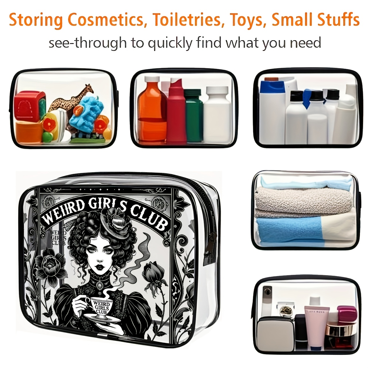 1PC Clear Makeup Bag Travel To - Toiletry Bag Tsa 评论和价格