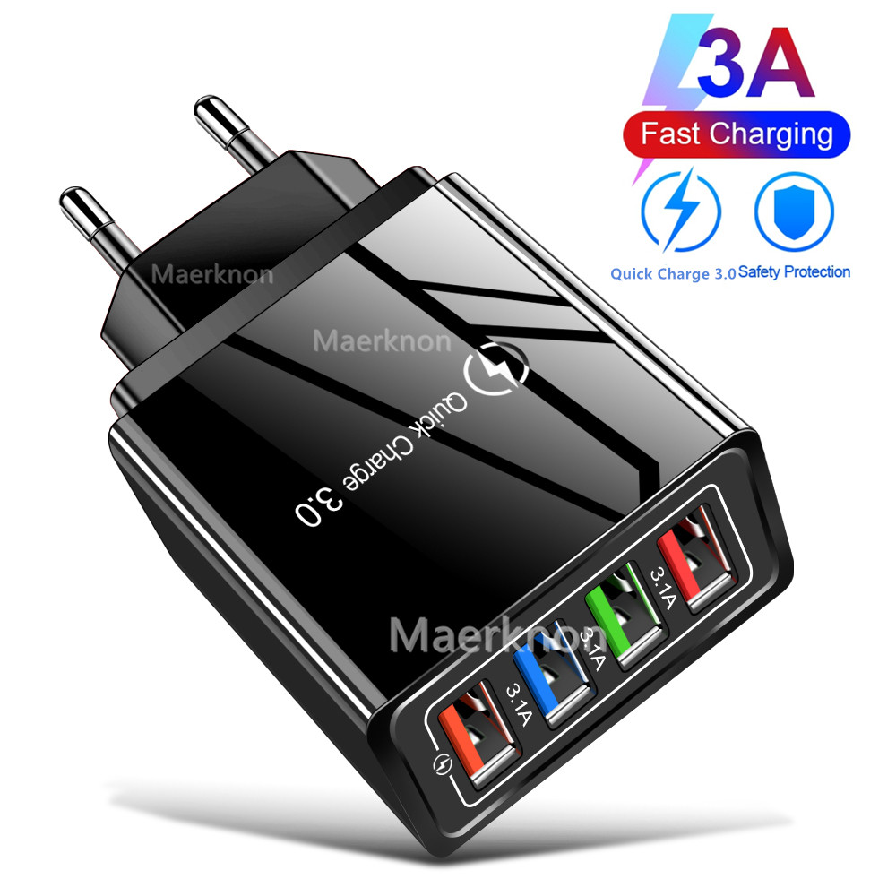 4 USB Fast Charging Head EU/US - Travel Accessories Iphone 评论和价格