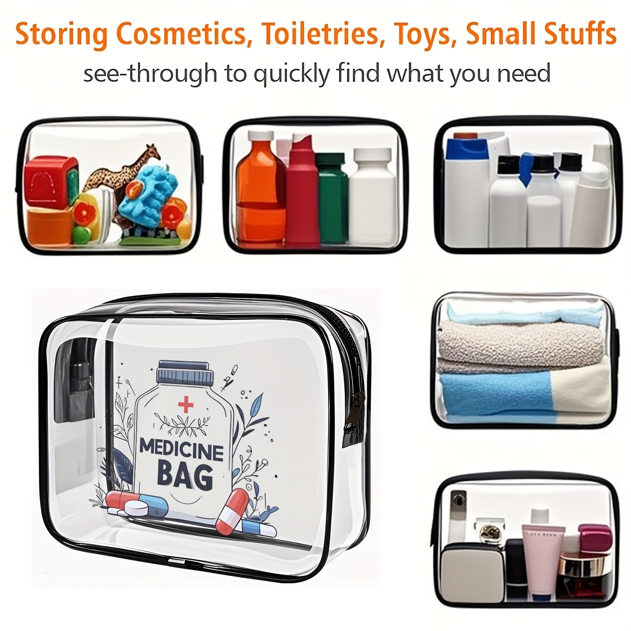1pc Clear Makeup Bag Transpare - Toiletry Bag Tsa 评论和价格