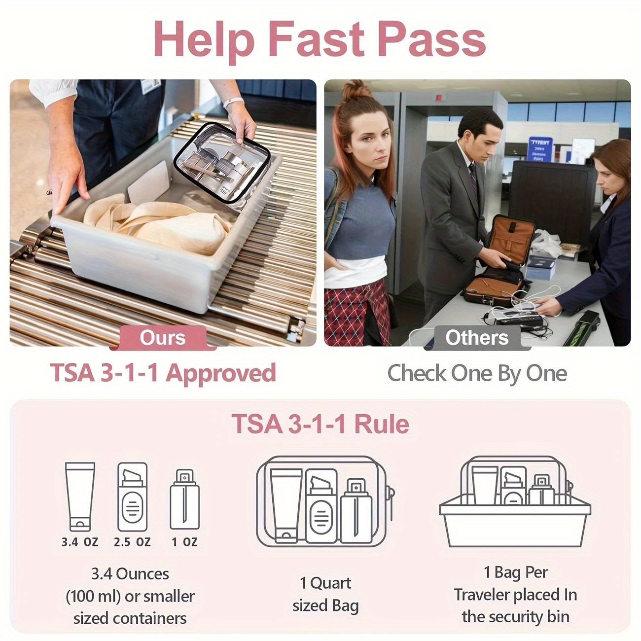 1pc Clear Makeup Bag Transpare - Toiletry Bag Tsa 评论和价格