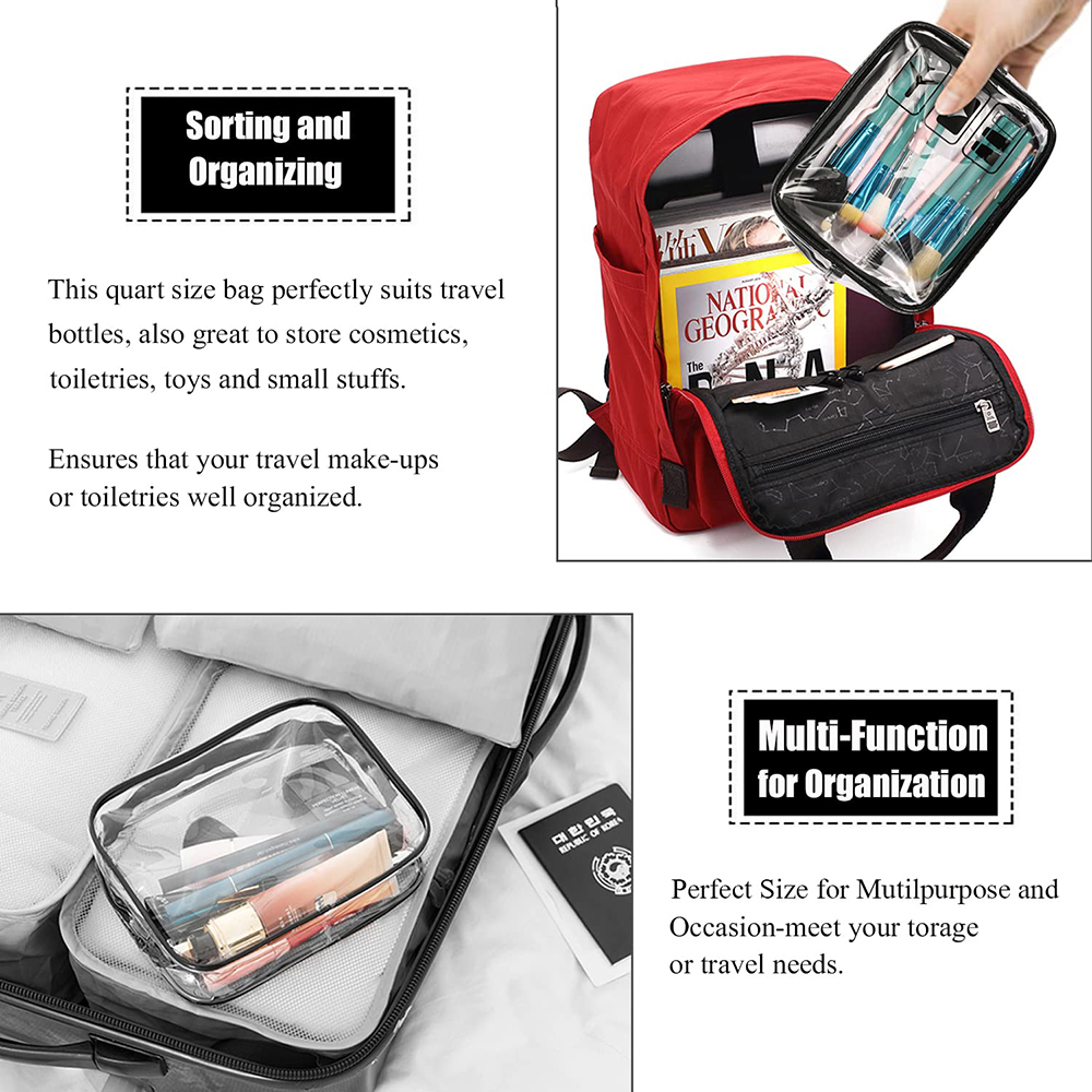 Cosmetic Pouch 3 Pcs Clear Toi - Toiletry Bag Tsa 评论和价格