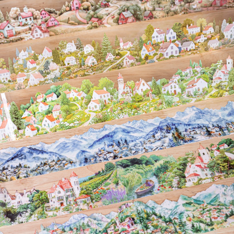 6 Rolls 6Cm×200Cm Village Them - Travel Journal Accessories 评论和价格